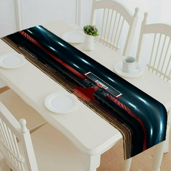 Basketball Court Sport Arena Unfocus Long Shot Distance Table Runner Table Cloth Tea Table Cloth 35x180 Cm