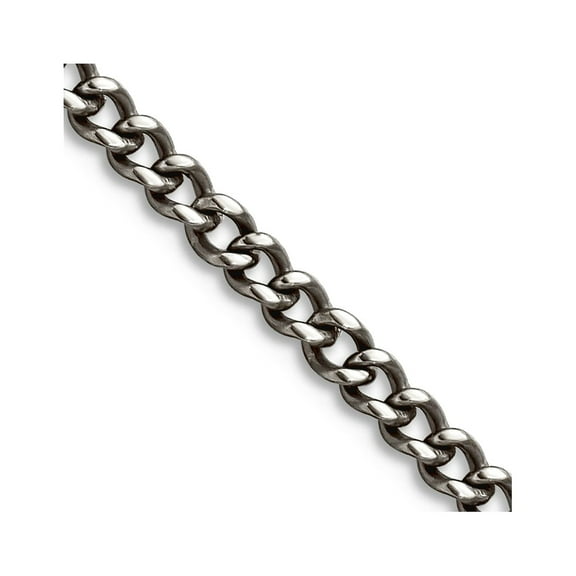 Titanium Polished 3.5mm Curb Chain 20 Inch Chain Necklace for Women and Men - 6.3 Grams