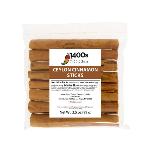 3.5oz Ceylon Cinnamon Sticks from Sri Lanka 5", True Cinnamon Stick, Canela Entera by 1400s Spices