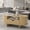 Natural, variant on Oval Fluted Coffee Table, 47 Inch Wood Center Table with Pull Out Drawer and Side Cabinets for Living Room, Wooden Cocktail Table