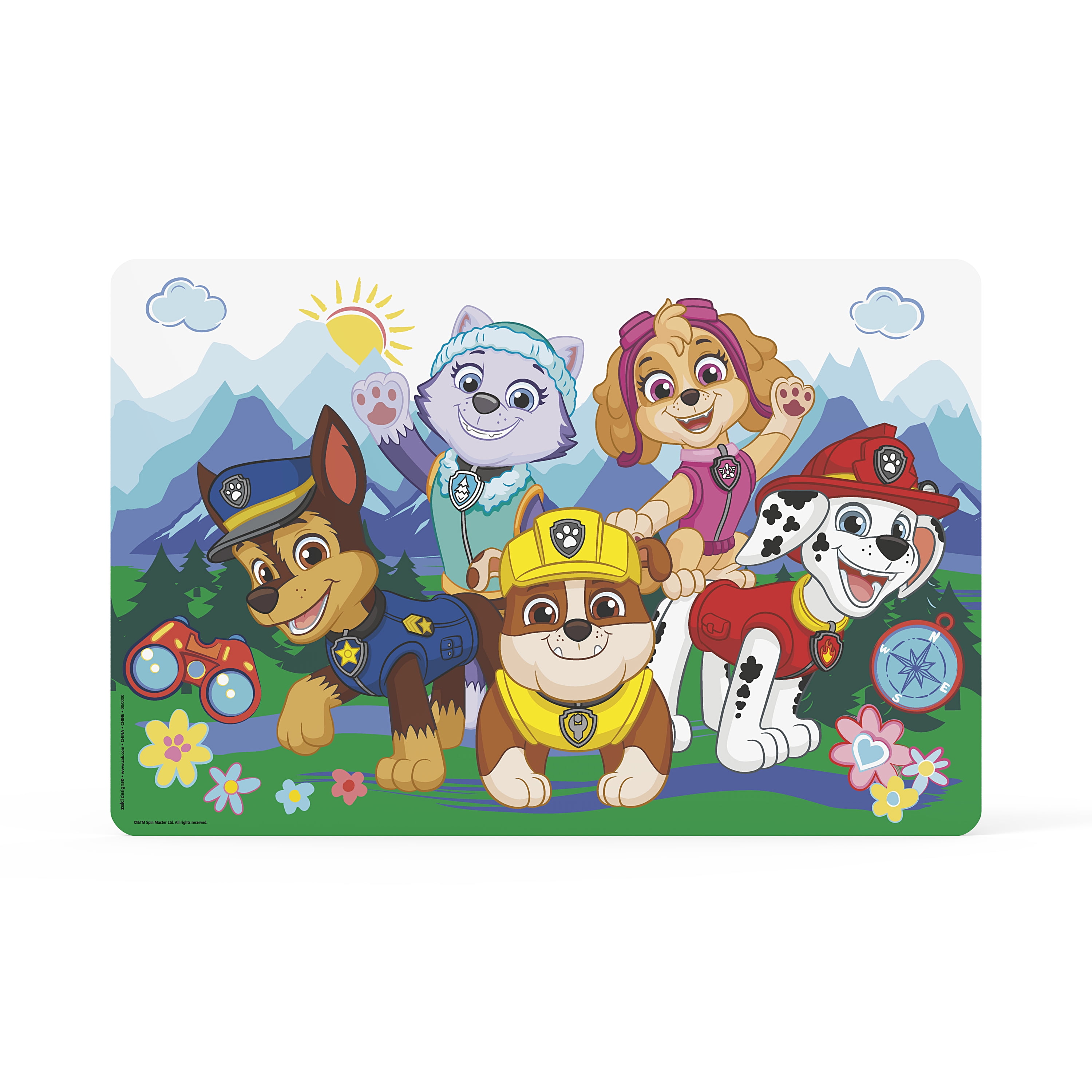 (3 pack) Zak Designs 11.8" x 17.6" Paw Patrol Reusable Kids Plastic Placemat, Everest, Skye and Friends