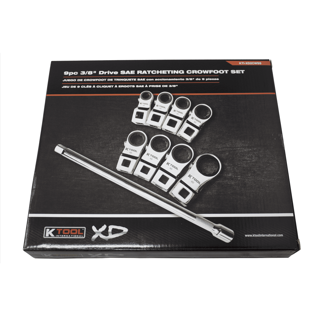 K Tool International XD2CWSS SAE Ratcheting Wrench Set 8 Piece 3/8 Drive