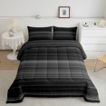 thumbnail image 2 of Castle Fairy Geometric Gradient Horizontal Stripe Full Size Comforter Sets 3-Piece,Minimalist Thin Line Bedding Comforter Set,Black Gray Silver,Reversible,1 Comforter and 2 Pillowcases, 2 of 6