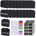 thumbnail image 1 of shiyou-20 Pieces Basket Labels Clip On Set for Storage Bins Kitchen Pantry Basket Box Cube Laundry Organization, with 32 Pieces Removable Chalkboard Tag Stickers, 1 of 4