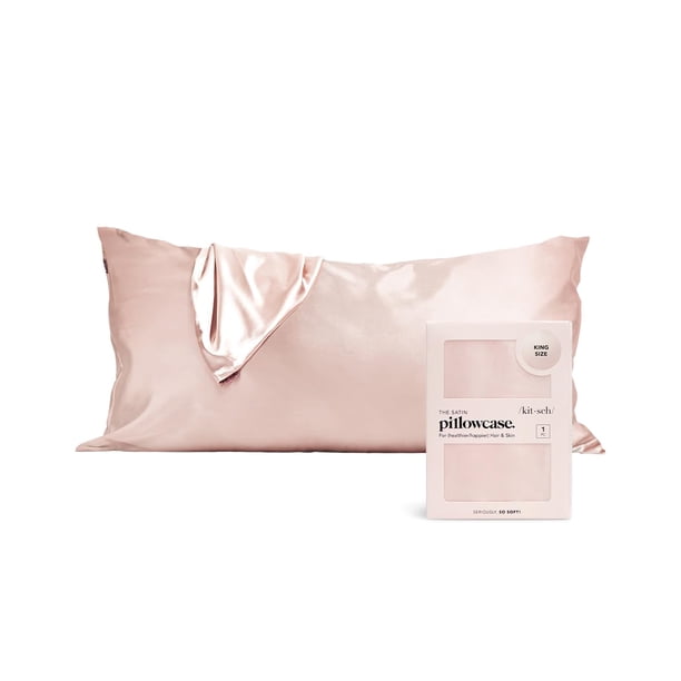 Funda de almohada kitsch satinada con cremallera para cabello y piel, tamaño queen