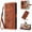 Brown, variant on For iPhone 16 Pro Max Phone Case,Anti-scratch PU Leather Flip Cover,With Card Slots,Strap,Flip Foldable Kickstand,Butterfly and Flower Embossing Design,Shockproof Non-Slip Wallet Case,Brown