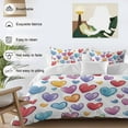 thumbnail image 3 of Colored Heart Bedding Duvet Cover Set King Size 4 Pieces Cute Rainbow Love Soft Twill Plush Quilt Cover, Include 1 Duvet Cover 1 Flat Sheet And 2 Pillow, 3 of 7