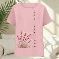 thumbnail image 3 of qucoqpe Summer Tops for Women 2026 Fashion Floral Printed Crewneck Short Sleeve Tee Casual Loose Blouse, 3 of 5