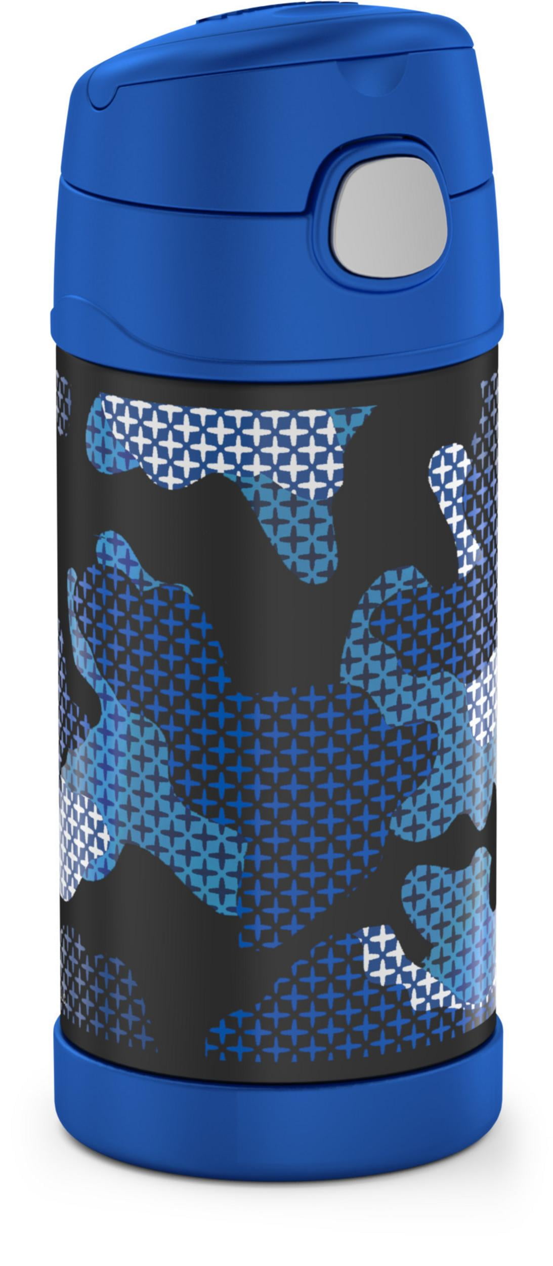 Blue Skateboard Camo Kids Water Bottle