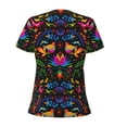 thumbnail image 6 of Honeii Mexican Flower Traditional1 Print Women's V-Neck T-Shirt,Short Sleeve V Neck Tees Tops for Women , Perfect for Work, Travel, and Everyday Wear, 6 of 7