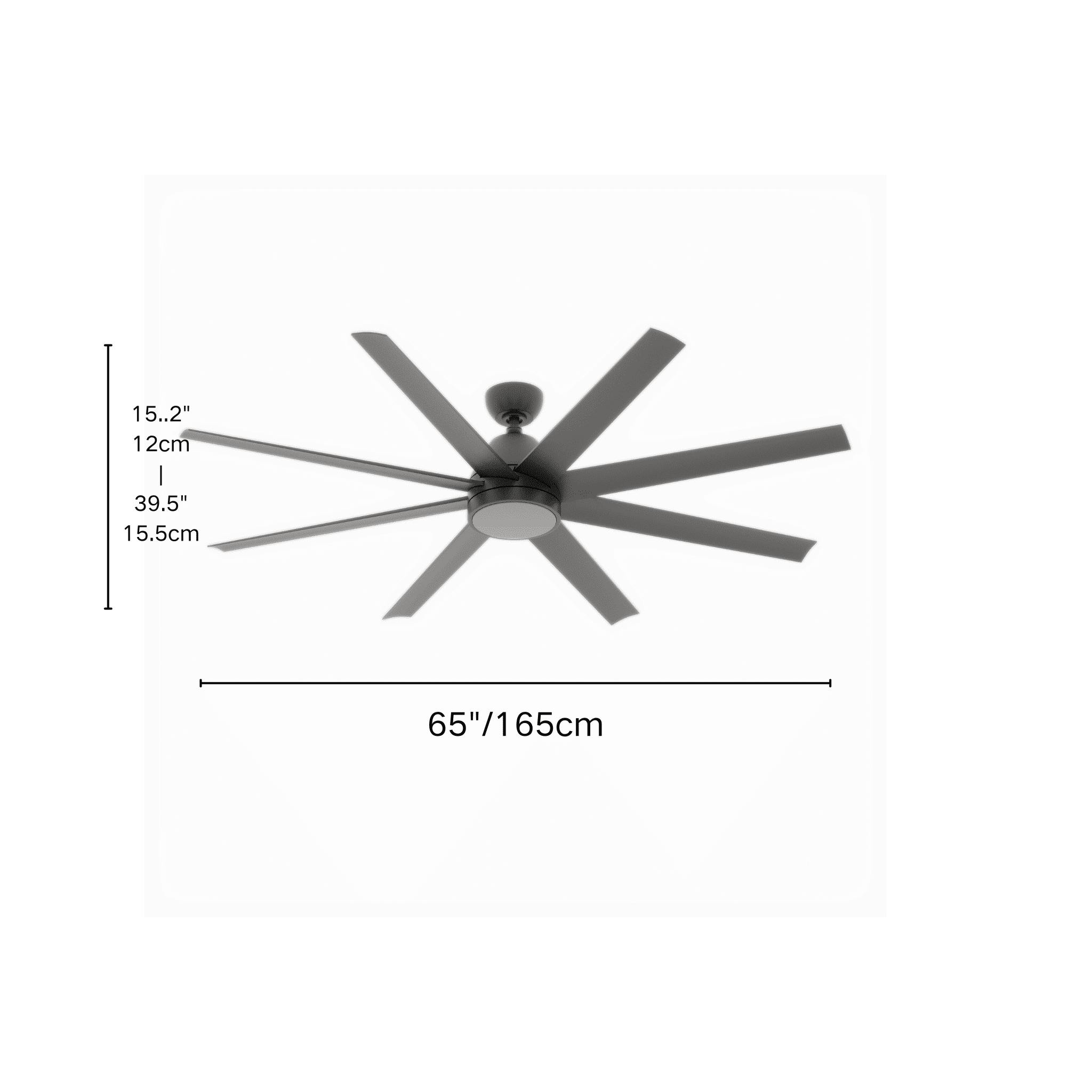 Dextrus 65-Inch 8-Blade Black Ceiling Fan with LED Light, 6-Speed Quiet DC Motor, Tri-Color Temperatures for Indoor/Outdoor Spaces