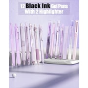 Four Candies 14Pack Pastel Gel Ink Pen Set,Cute Retractable 0.5mm Fine Point Pen,11 Pack Black Ink and 1 Pc Purple Ink Pens with 2Pcs Highlighter for Office, Mothers Day Gifts(Purple)