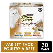 (30 Pack) Fancy Feast Gravy Wet Cat Food Variety Pack, Gravy Lovers Poultry & Beef, 3 oz. Cans