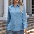 thumbnail image 5 of OIOLOYJM Button Down Shirts for Women Cotton Long Sleeve Dress T-Shirt Classic Fit Casual Business Work Blouse Light Blue S, 5 of 7