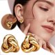thumbnail image 3 of Pendientes dorados para mujer Pendientes de alta gama a la moda para mujer, 3 of 5