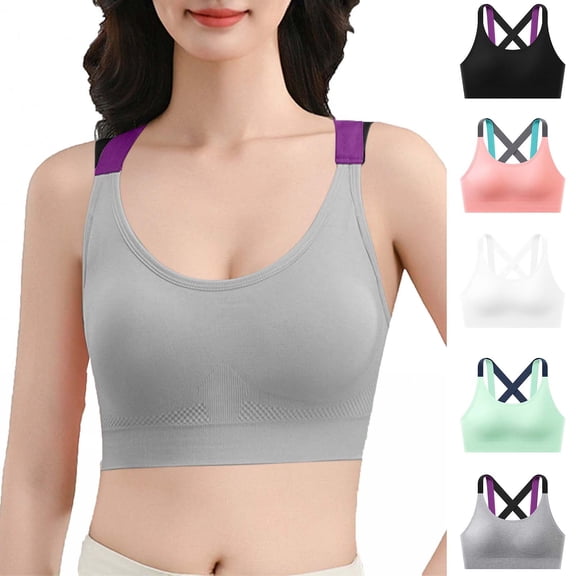 YTCAMLO Plus Size Sports Bras for Women Athletic Cross Back Moisture Wicking Seamless Bra Supportive No Underwire Bralettes Gym Activewear