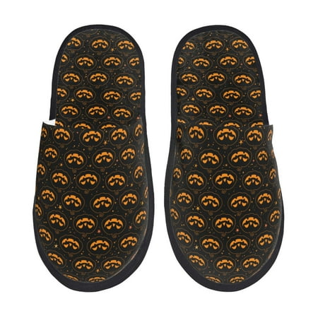 Balery Halloween Pumpkins1 Slient Indoor Furry Fleece Comfort House Shoes Soft Non-Slip Home Shoes Cotton slippers House Slippers-- Large