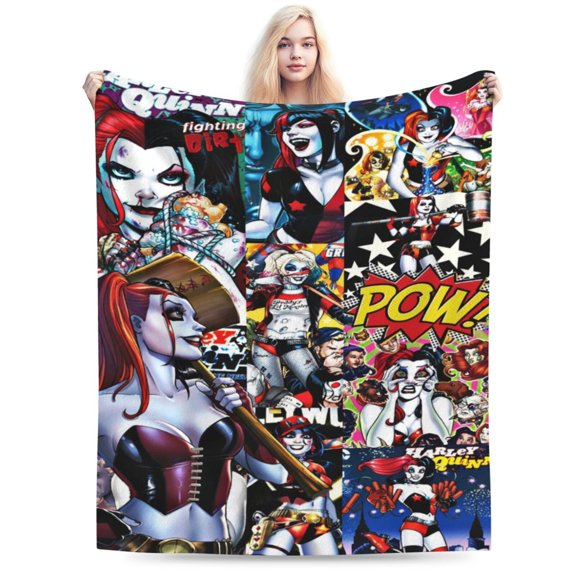 Harley Quinn Blanket, Super Soft Large Fluffy Plush Throw Blanket for Boys Girls Young Adults, Cozy Warm Flannel Blanket for Living Room Couch Bed All Seasons 40"X30"