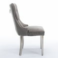 thumbnail image 4 of Velvet Upholstered Dining Chairs Set of 2, Wingback Dining Room Chairs with Button Tufted Back, Ring Pull Trim and Stainless Steel Legs, Luxury Dining Chairs for Living Room Kitchen, Gray, 4 of 7