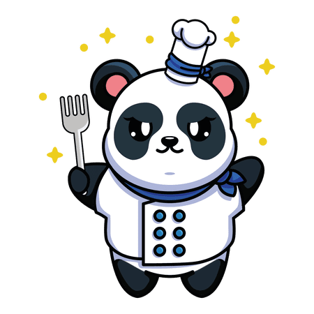 Beautiful and Cute Panda Chef Art Vinyl Wall Decal - Cartoon Art Design of a Cook for Living Room Wall Decoration - 20" x 25"