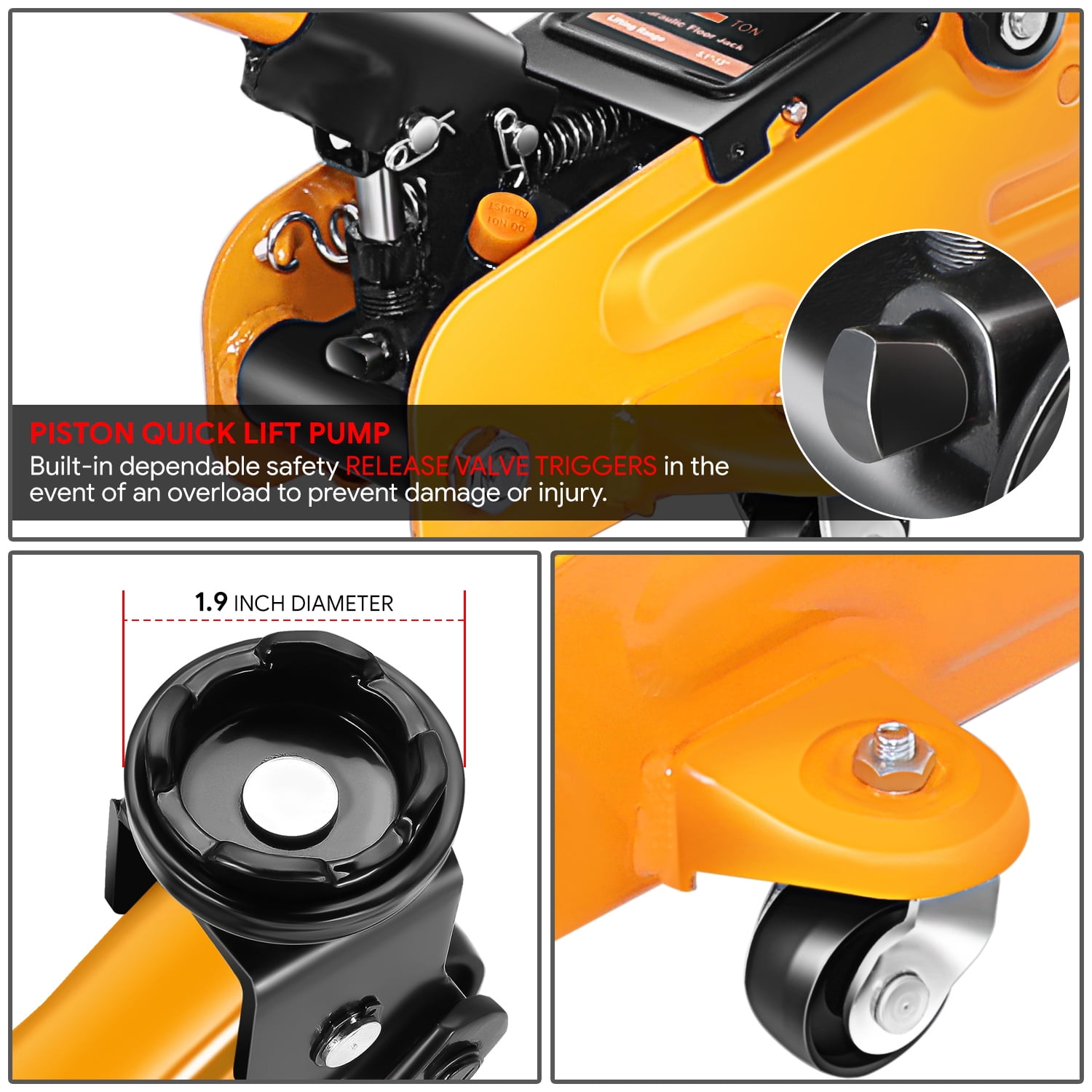 2 Ton 4000lbs Hydraulic Trolley Floor Lift Jack Stands Combo Lifting Car Orange