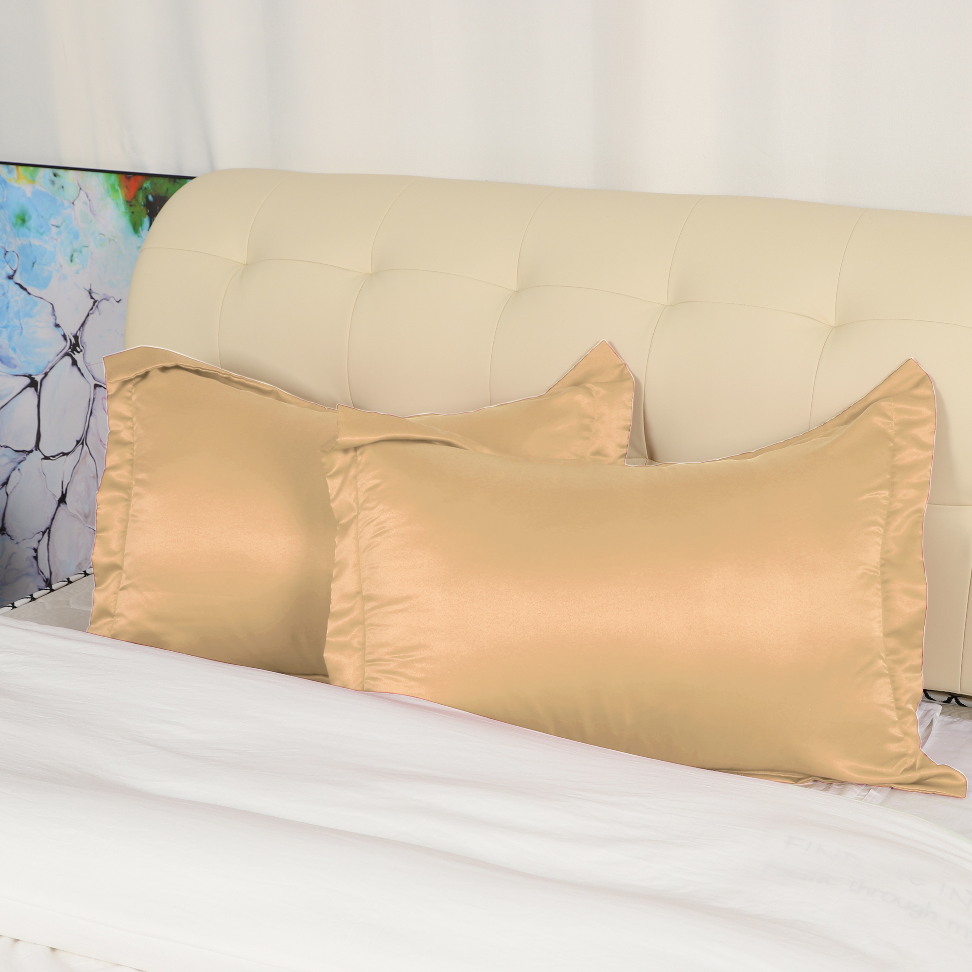 PiccoCasa Silk Satin Pillowcase, Set of 2 Silky Sateen Pillow Cases
