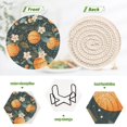 thumbnail image 4 of Yayeee 6 PCS Drink Coasters with Holder Set Woven Absorbent Round Tabletop Hot Pad, Green Oranges, 4 of 7