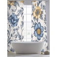 thumbnail image 5 of Vintage Flower Sheer Curtains 84 inches Long 2 Panels Set Abstract Floral Art Leaf Yellow Blue Sheer Window Curtain Rod Pocket Voile Drapes for Living Room/Bedroom, Each 52" W x 84" L, 5 of 7