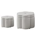 thumbnail image 6 of Aukfa 24" Set of 2 Round Storage Ottomans, Flower-Shaped Nesting Pouf Footrest Stools for Living Room, Bedroom, Dorm, Gray, 6 of 8