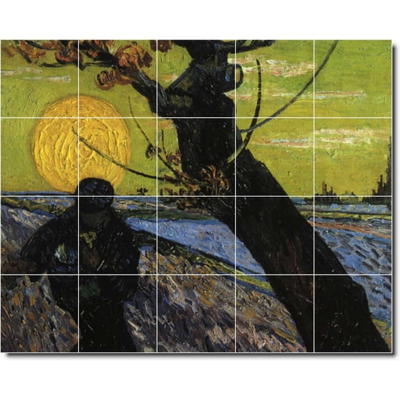 Ceramic Tile Mural-Vincent Van Gogh Landscapes Painting 589. 60" w x 48" h using (20) 12 x 12 ceramic tiles