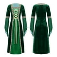 thumbnail image 4 of Aislor Kids Girls Vintage Renaissance Medieval Costume Velvet Princess Maxi Dress 4-16 Green 14, 4 of 7
