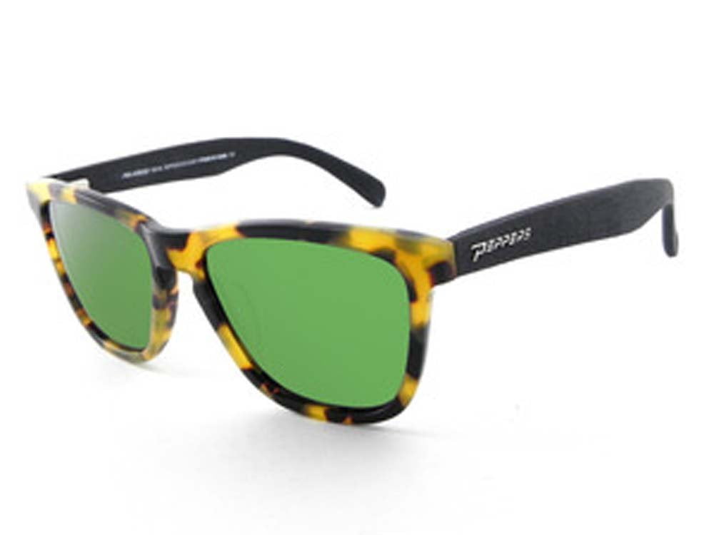 Peppers Polarized Sunglasses Black Sands Tortoise/Black with Green