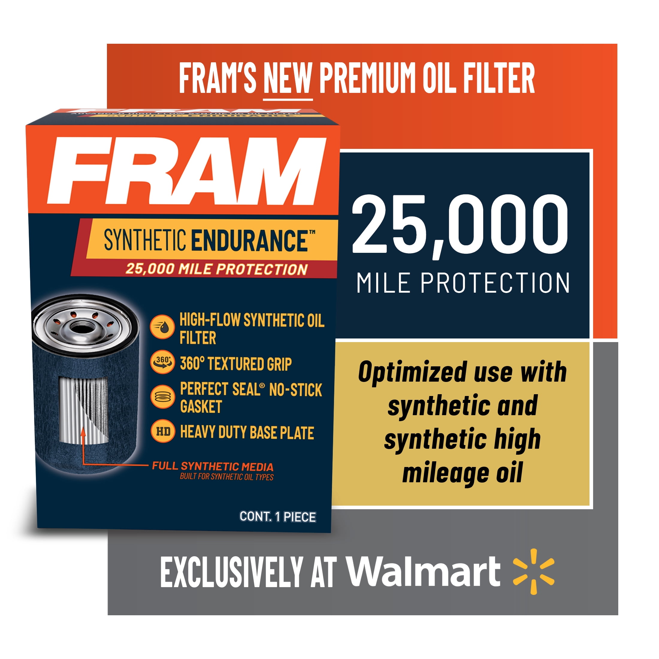 FRAM Endurance FE2, 25K mile Premium Oil Filter for Synthetic Oils - Walmart.com