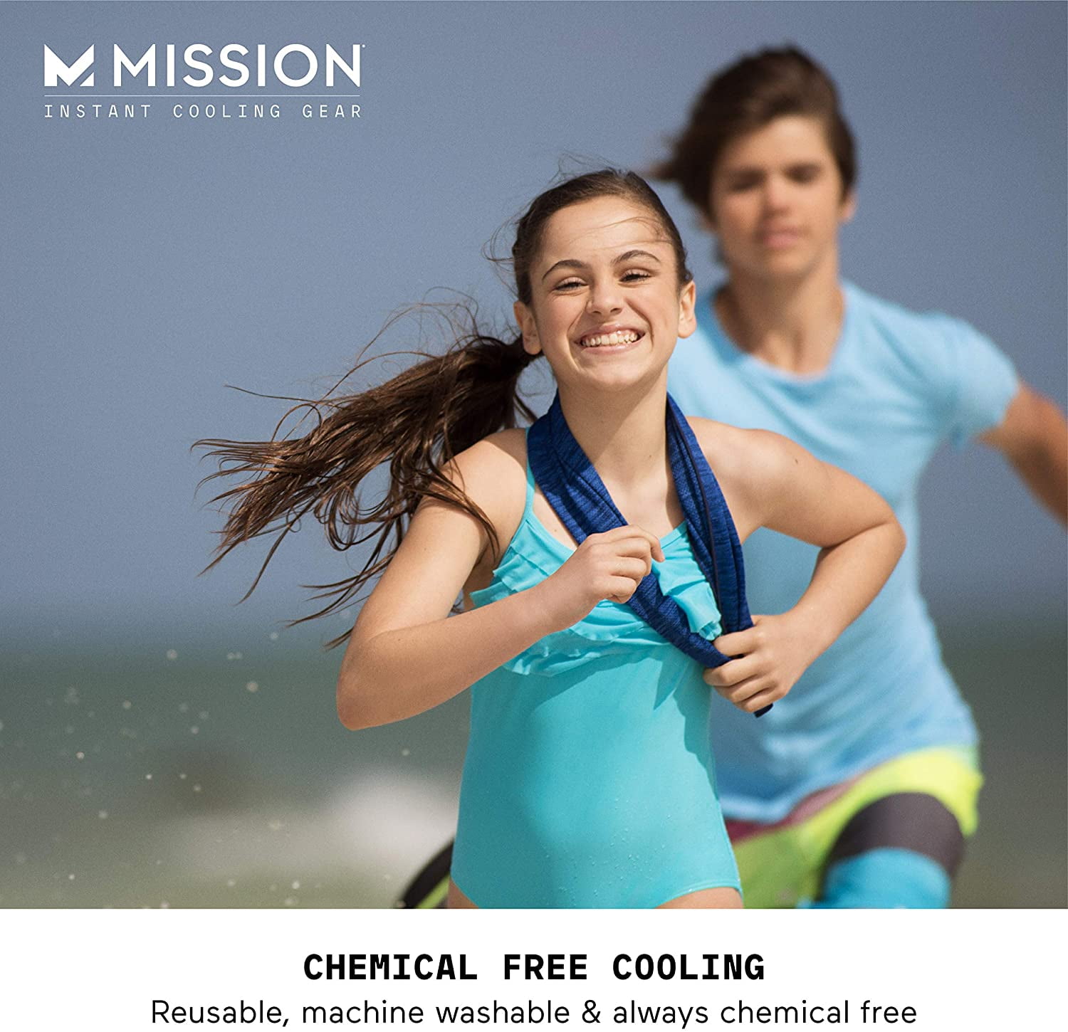 MISSION Original Cooling Towel Evaporative Cool Technology, Cools Instantly When Wet, UPF 50, Cloud Lapis Blue