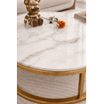 thumbnail image 3 of Mesa De Centro Doble Redonda Blanca Diseño Moderno Dorado, 3 of 4