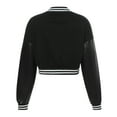 thumbnail image 6 of KOMOO Women Cropped Baseball Jacket Letter Print Long Sleeve Varsity Jacket Bomber Coats Streetwear, 6 of 9