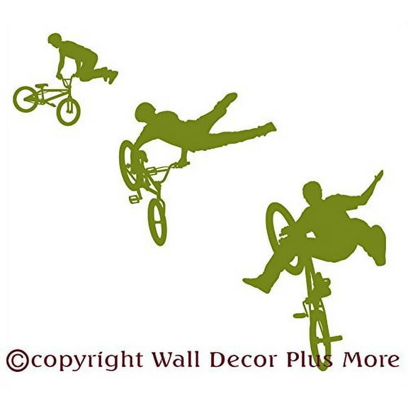 BMX Biker Silhouettes Vinyl Wall Stickers 23 NEW - Olive
