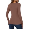 thumbnail image 2 of Womens Long Sleeve Tops 2026 Fall Winter Basic Square Neck Fitted Breathable Undershirt T Shirt, 2 of 7