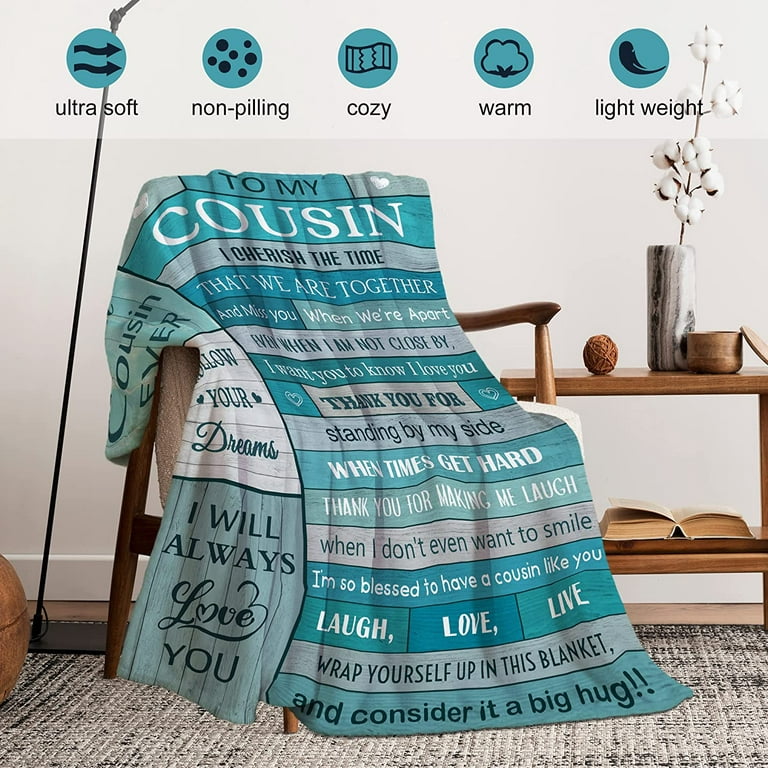 Cousin Gifts for Women Blanket 60X50, Best Cousin Gifts for Women, Gifts  for Cousins Female, Cousin Gifts for Men, Cousin Gifts for Women  Birthday,Christmas, Cousin Gifts from Cousin 