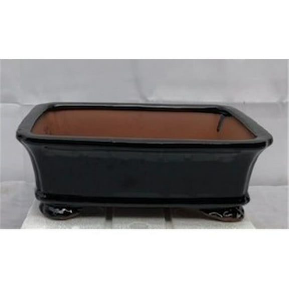 Bonsai Boy L189b 10.25 x 8 x 3.5 in. Ceramic Bonsai Pot, Black - Rectangle