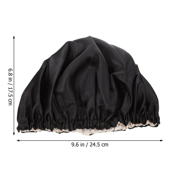 LULULION Elastic Design Shower Hat Black Satin 1Set Keep Hair Clean For Kids Bathing