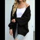 thumbnail image 4 of Chaqueta de Punto Extragrande de Larga con Abertura Frontal y Bolsillos para Mujer, Estilo 2025 Negro M, 4 of 8