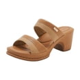 thumbnail image 7 of Heeled Sandals for Women Fashion Color Block Slip on Slides Shoes Open Toe Comfy Arch Support Breathable Footbed Dress Heels Brown Size 7, 7 of 7