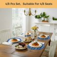 thumbnail image 6 of Blue Boho Round 13 Inch Placemats Set of 2, Abstract Geometric Bohemia Ethnic Striped HeatResistant Non Slip Place Mats for Dining Table, Wipeable Braided Kitchen Table Mats for Housewarming, 6 of 9