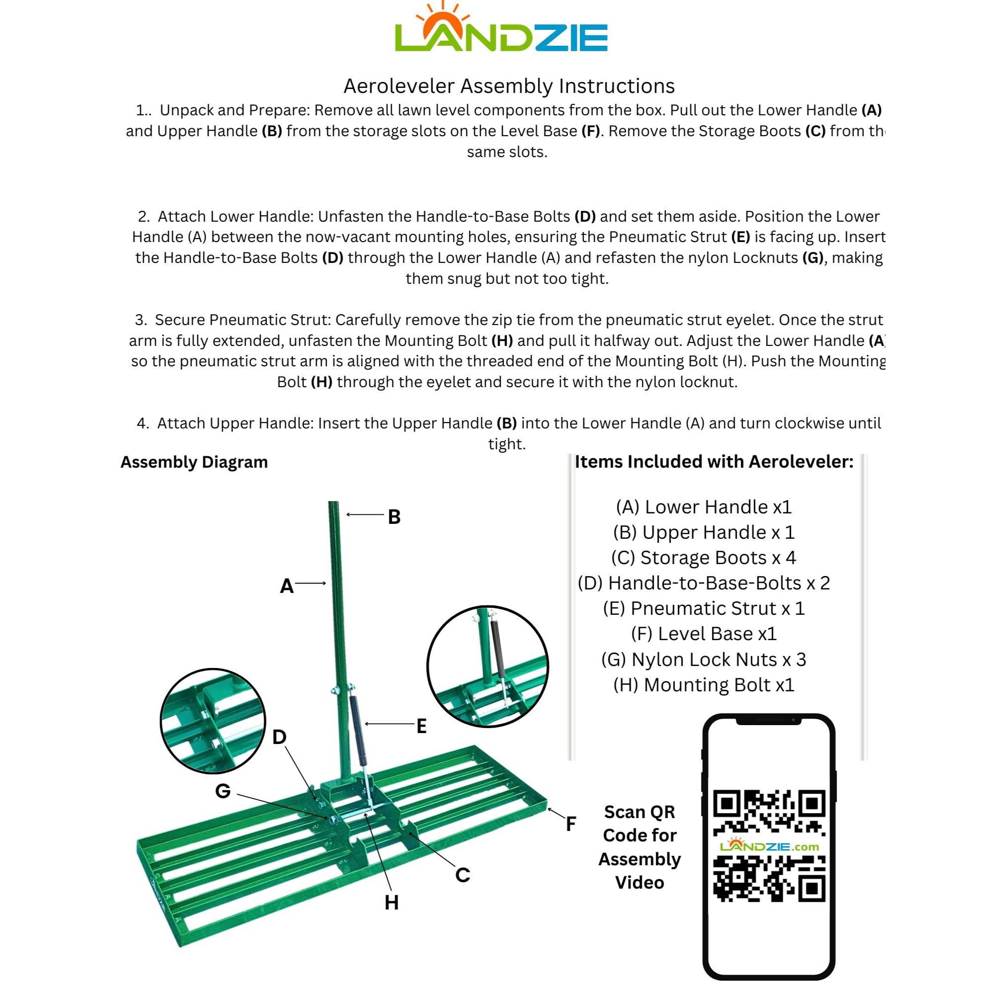 LANDZIE AeroLeveler Lawn Leveling Rake - Patented 36 inch Wide Pneumatic Lawn Leveler Leveling Rake - Provides Stability and Control Without Flipping Over While Leveling Any Yard, Dirt, Ground