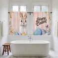 thumbnail image 4 of Happy Easter Kitchen Curtain for Berdoom Living Room Cafe 54 Inch Length, Spring Watercolor Bunny Eggs Flowers Pink Tiers Curtains Light Filtering Drapes Window Treatment 2 Panels 52"Wx54"L, 4 of 8