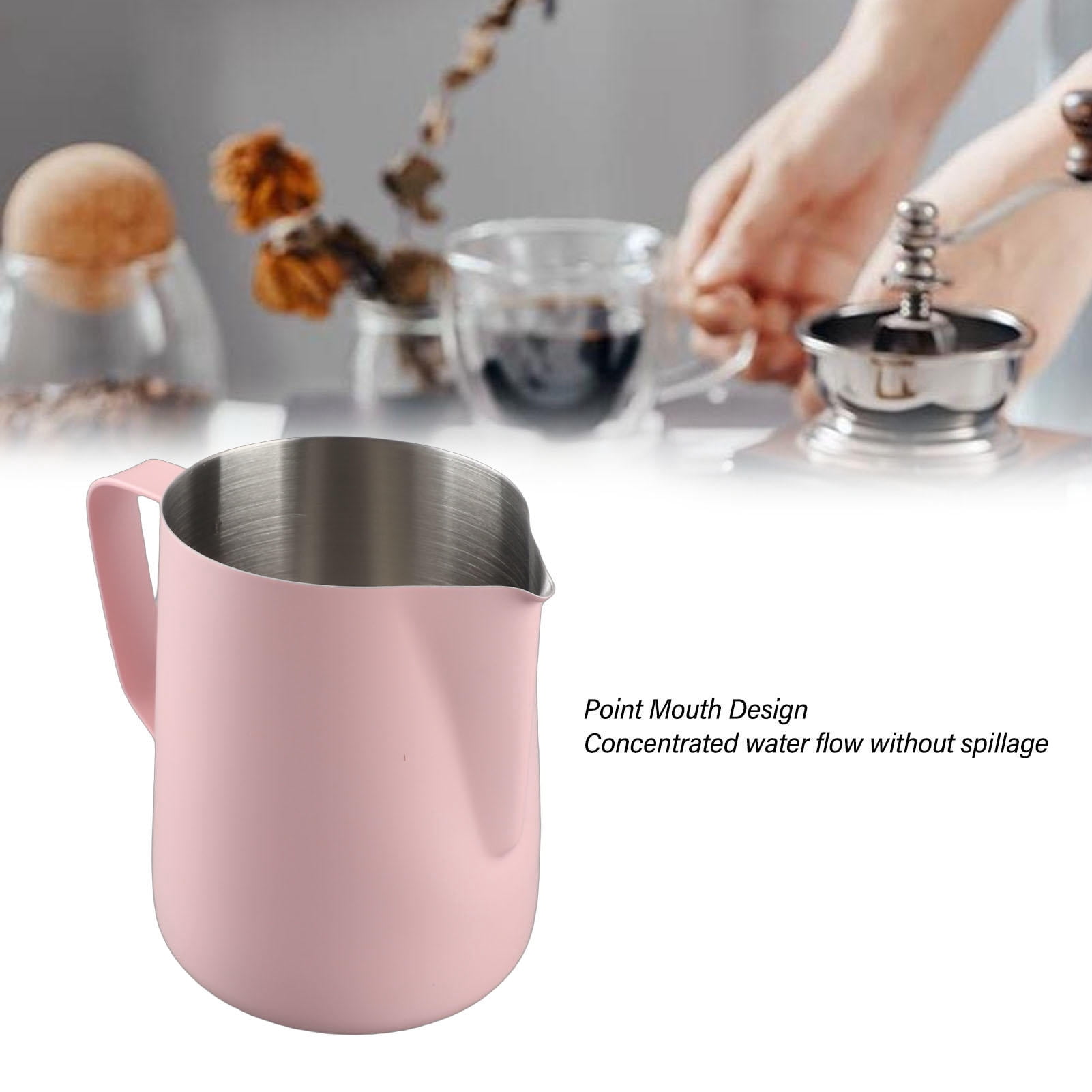 LAZIOEGR 600ML 304 Stainless Steel Coffee Frothing Pitcher with Inner Scale & Pointed Mouth for Latte Art