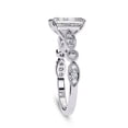 thumbnail image 3 of IGI Certified Lab Grown Diamond Engagement Ring | Center 9x7mm Radiant Cut Beaded Solitaire Stackable Promise Rings For Women In 18k Solid White Gold | F-G, VS-SI Quality (3.20 Ctw) Ring Size-7, 3 of 7