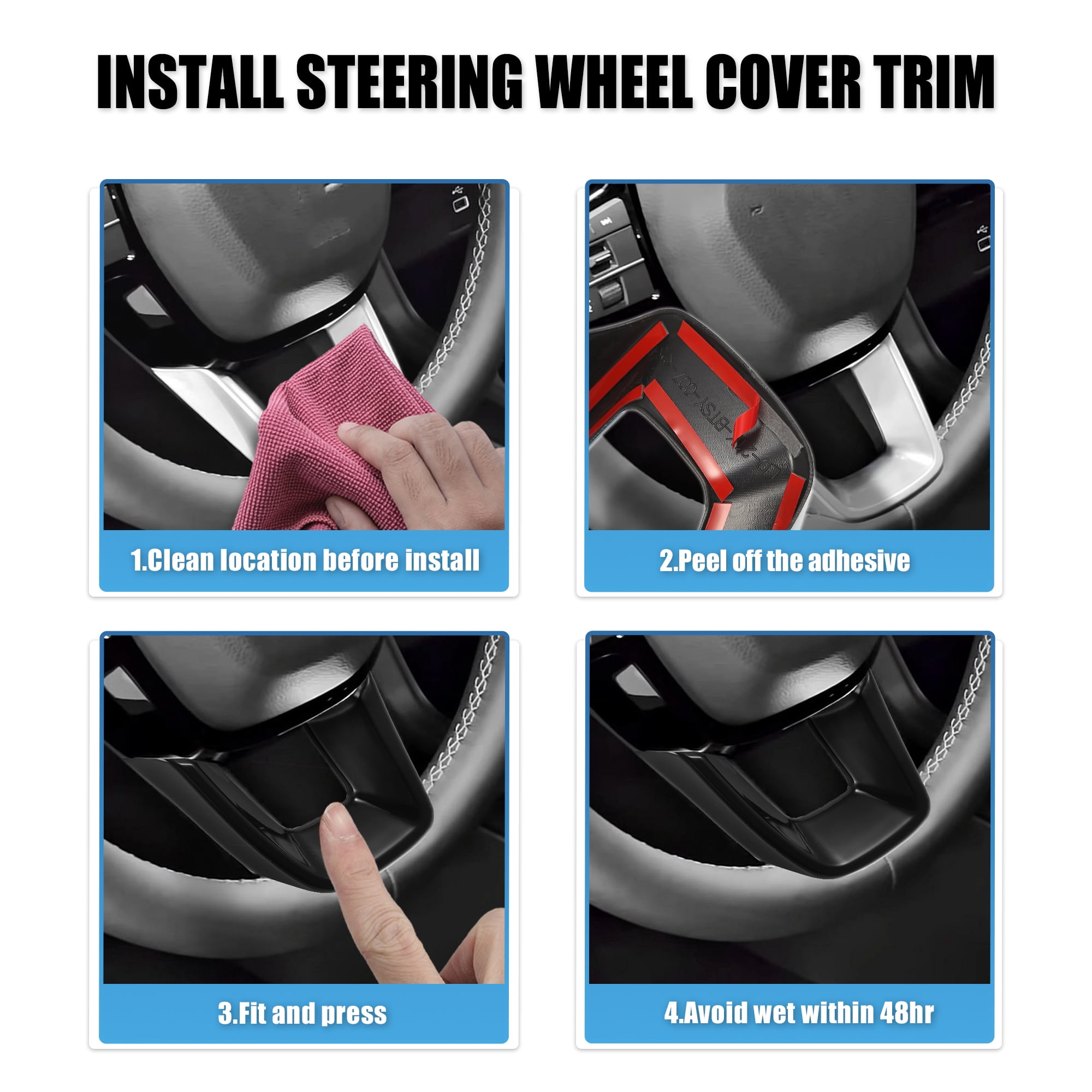 Unique Bargains Steering Wheel Cover Trim for Honda Civic 11th Gen 2022 Gloss Black