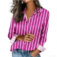 thumbnail image 4 of Striped Button Down Shirts for Women Striped Long Sleeve Collared Blouse Tops Business Office Oversized Boyfriend Blouses Collared Work Tops Shirt, 4 of 5